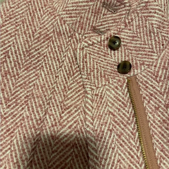 J. Crew Pink Herringbone Wool Blend Pea Coat - Picture 7 of 10
